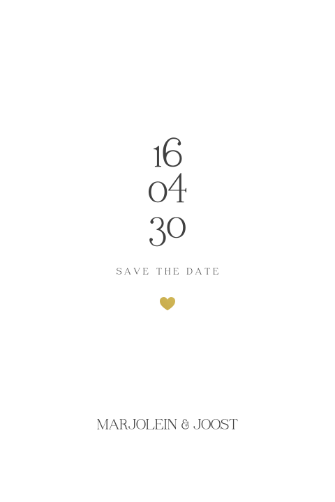 Klassieke Save the Date met goud hartje