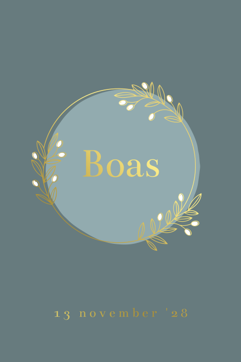 geboortekaartje Boas met krans olijventakjes