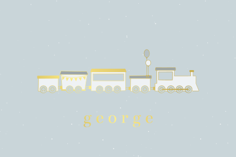 geboortekaartje George met trein in goudfolie