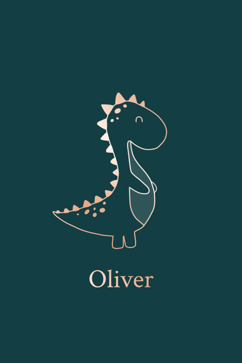 geboortekaartje Oliver met dino in roségoudfolie