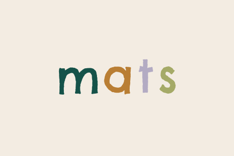 minimalistisch geboortekaartje Mats met kleurrijke typografie