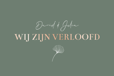 Verlovingskaart groen rosefolie ginkgo