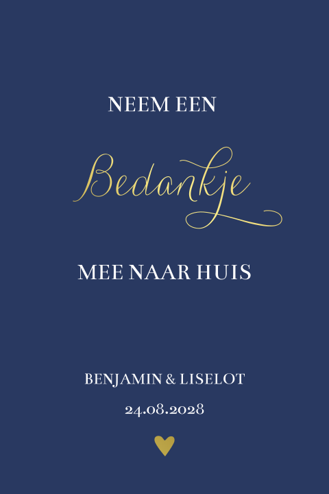 Kaart bij bedankjes - classic blue