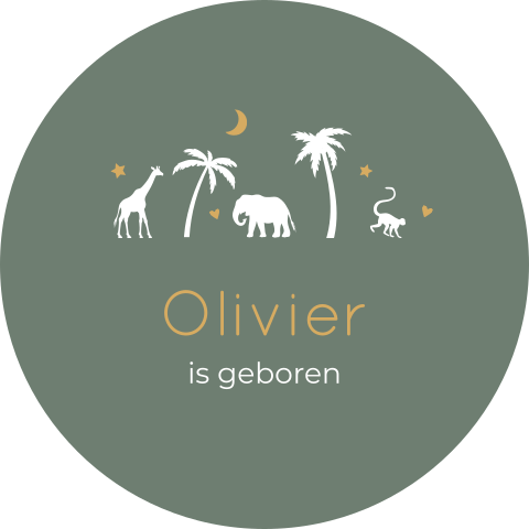 Raamsticker rond 60 cm Olivier tropische dieren palmbomen