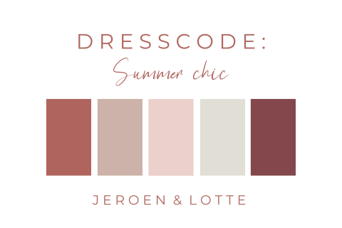 Dresscode kaartje kleuren rood roze modern