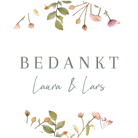 Label bedankjes bruiloft rond Pastel Flowers - 16 stuks
