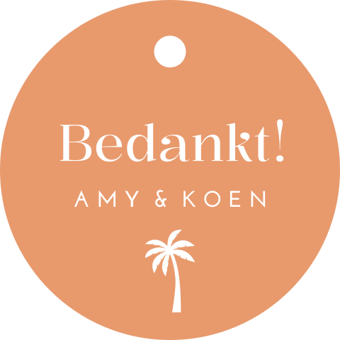 Label bedankjes bruiloft rond oranje - 16 stuks