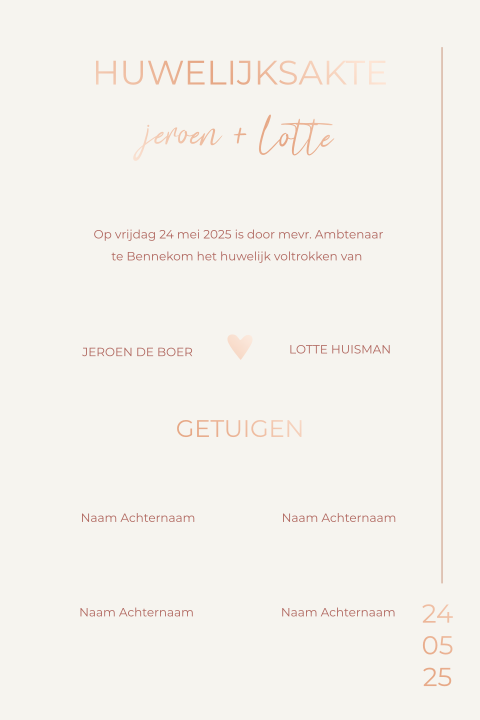 Trouwakte bruiloft ceremonie Romantic rose