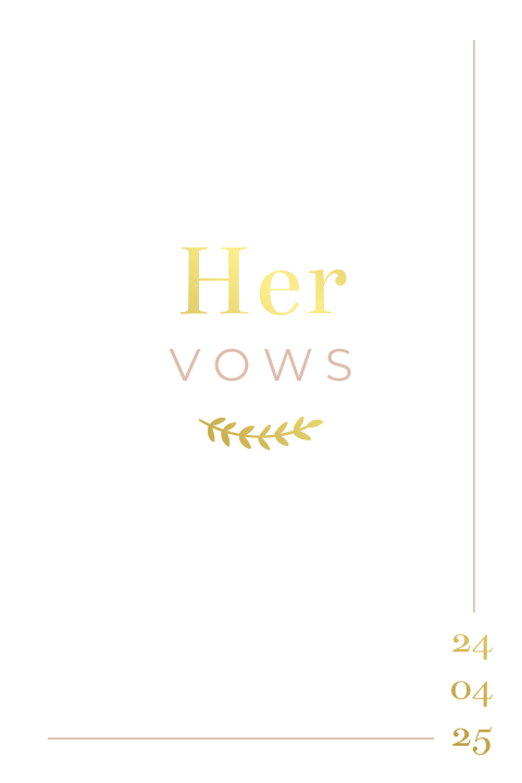 Geloftenboekje trouwkaart modern takjes goudfolie her vows