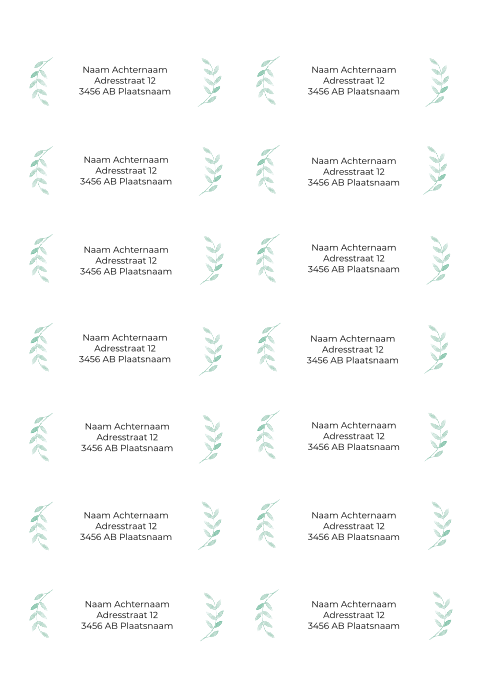 Adresstickers trouwkaart Botanical Chic