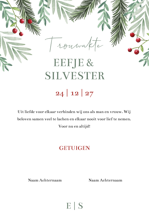 Trouwakte bruiloft ceremonie Christmas love