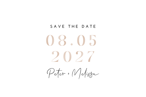 Save the date kaart bruiloft wit modern beige trouwdatum