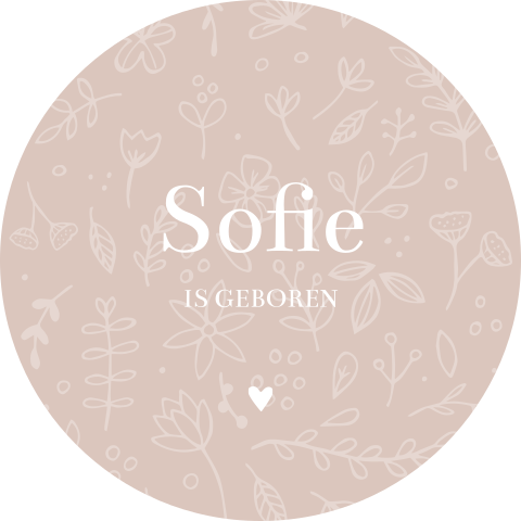 Raamsticker rond 60 cm Sofie oudroze bloemen