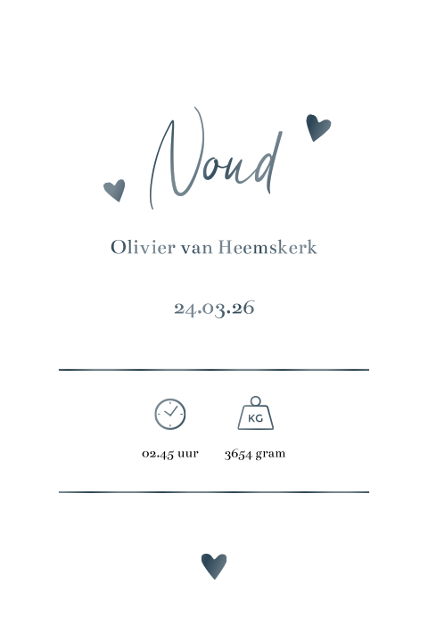 Geboorteposter jongen blauw - Noud