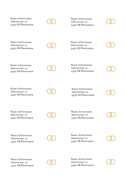 Adresstickers trouwkaart Romantic Beige