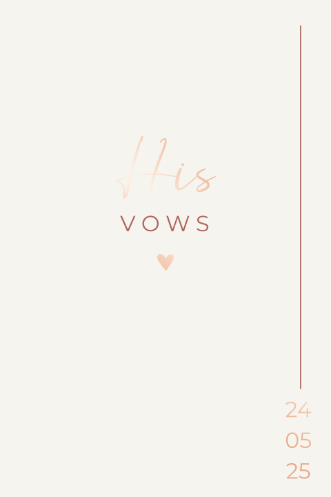 Geloftenboekje trouwkaart modern beige rosefolie his vows
