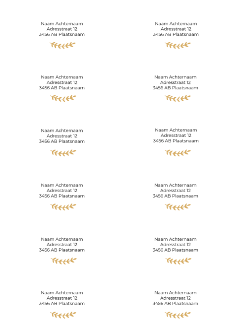 Adresstickers trouwkaart Golden Love