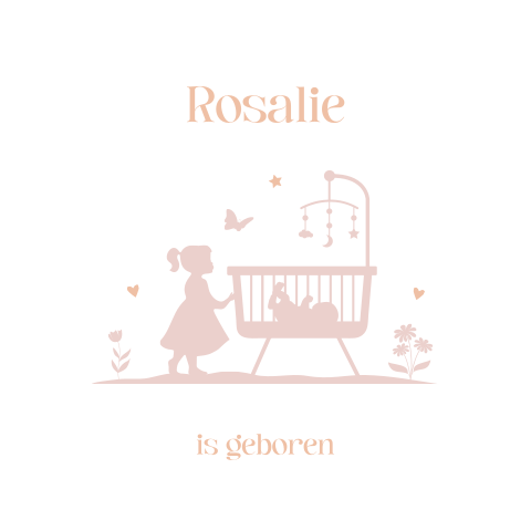 Raamsticker rond 60 cm Rosalie wieg silhouet