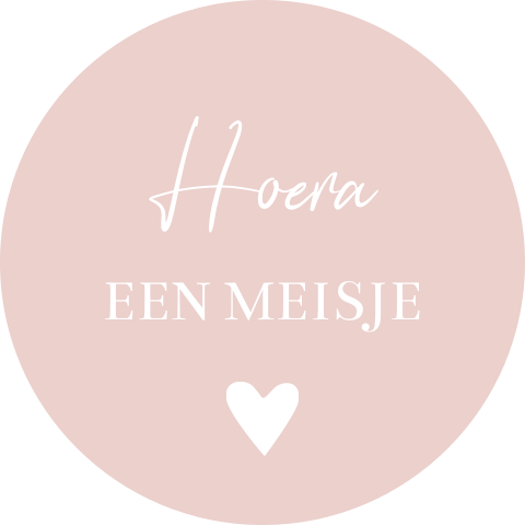 Sluitsticker geboortekaartje roze hoera meisje hartje