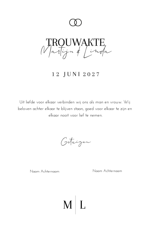 Trouwakte bruiloft ceremonie classic white