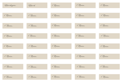 Naamkaartjes bruiloft labels chique beige - 40 stuks 7,5x2 cm