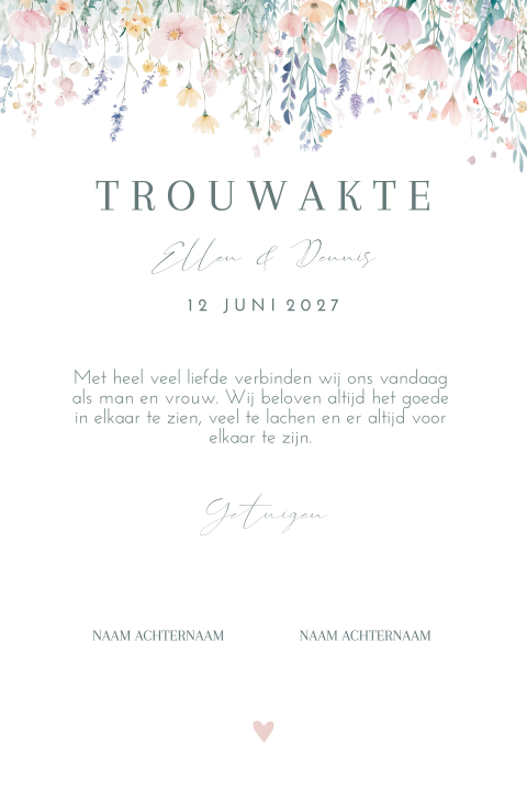 Trouwakte bruiloft ceremonie Blooming Love