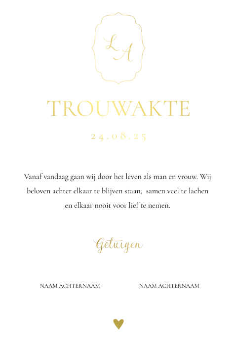 Trouwakte bruiloft ceremonie Timeless Elegance