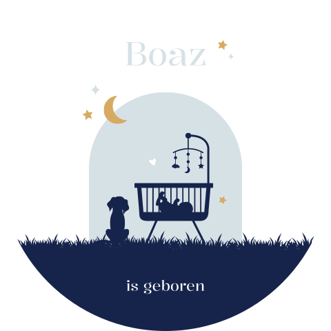Raamsticker rond 60 cm Boaz wiegje silhouetten