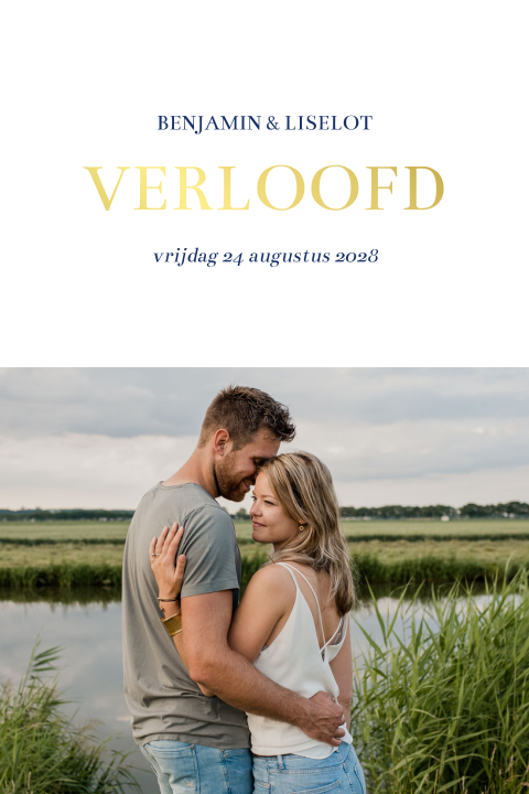 Verlovingskaart foto goudfolie chique
