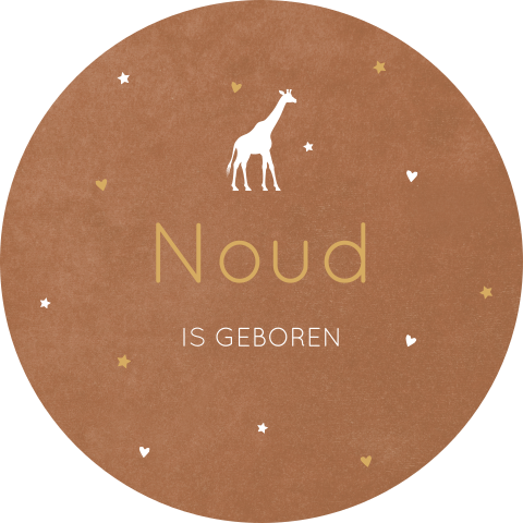 Raamsticker rond 60 cm Noud roestbruin giraffe