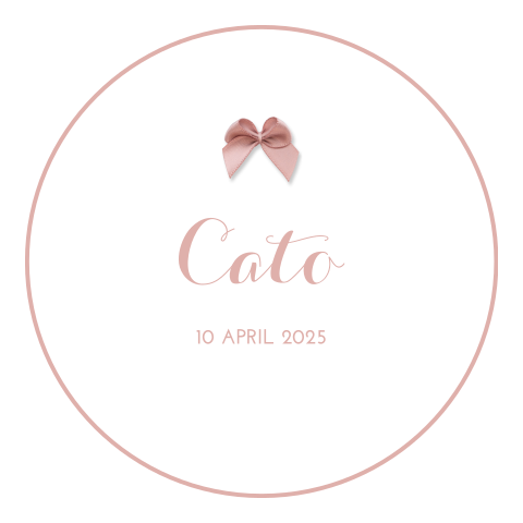 Raamsticker rond 60 cm Cato klassiek roze strikje