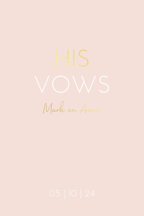 Geloftenboekje bruiloft modern roze goudfolie his vows