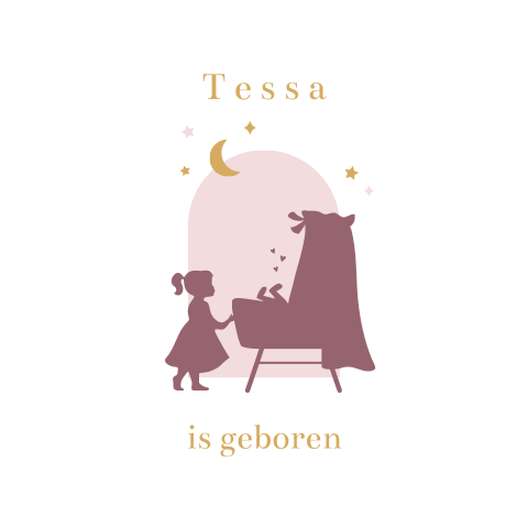 Raamsticker rond 60 cm Tessa wieg silhouet