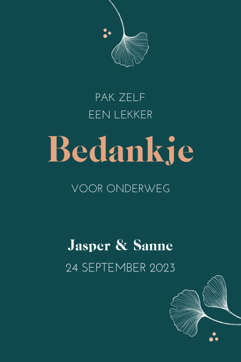 Kaart bij bedankjes - Ginkgo green
