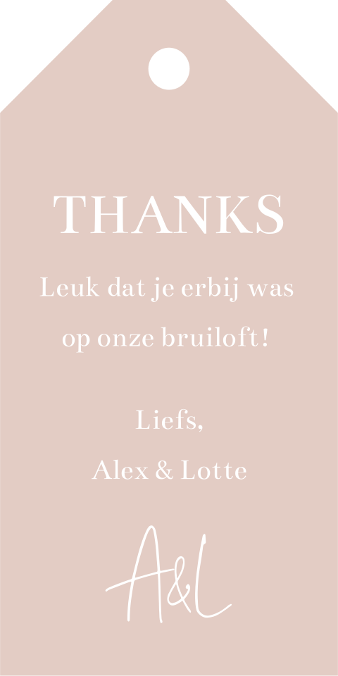 Label bedankjes bruiloft oudroze romantisch - 18 stuks