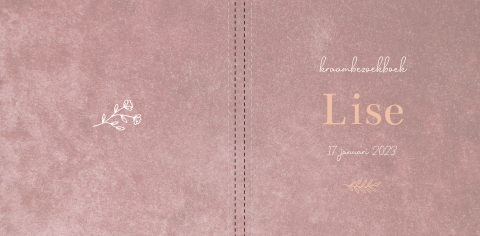 Kraambezoekboek geboortekaartje Lise roze velvet look