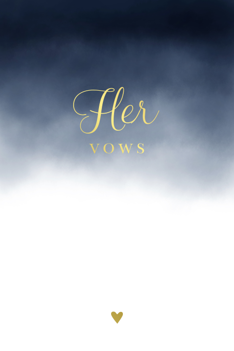 Geloftenboekje bruiloft watercolor blauw goudfolie her vows