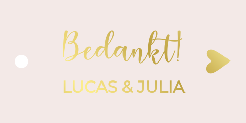 Label bedankjes bruiloft goudfolie romantisch hartje - 10 stuks