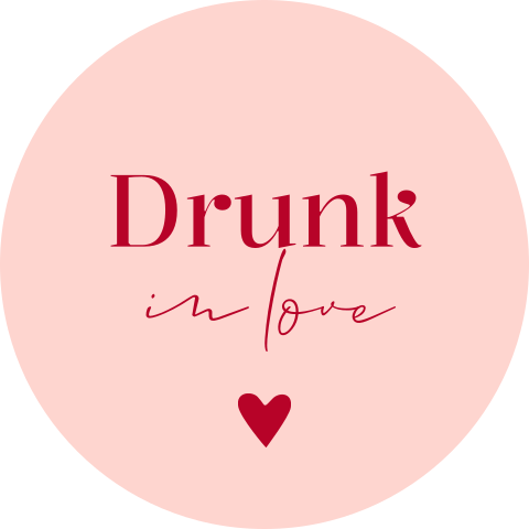 Sluitsticker bedankje Drunk in love roze 