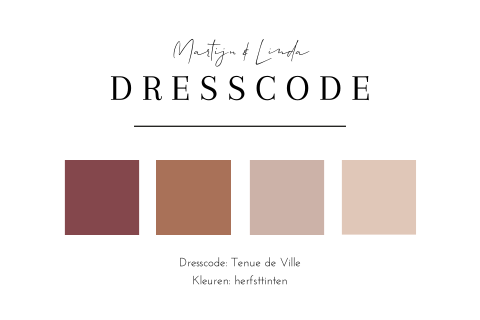 Dresscode kaartje trouwkaart modern kleuren