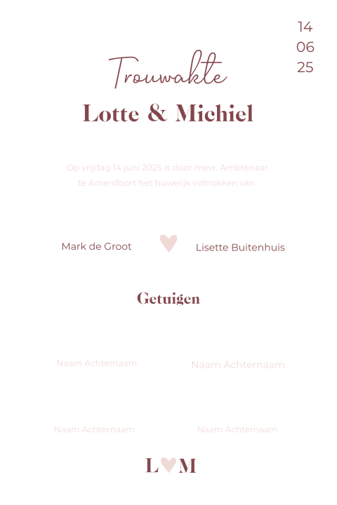 Trouwakte bruiloft ceremonie Modern love