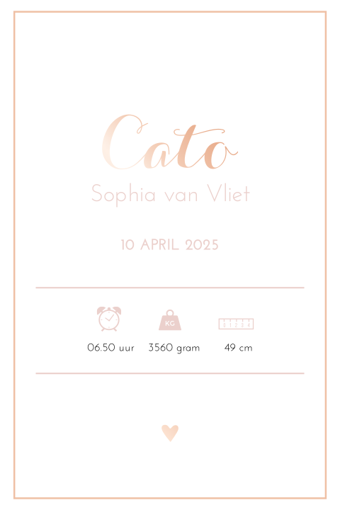 Geboorteposter meisje met rosefolie - Cato