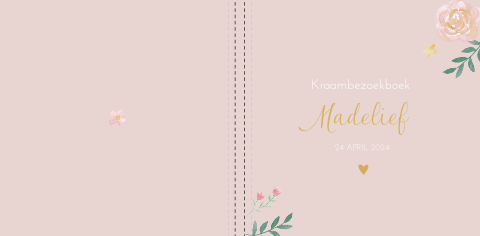 Kraambezoekboek geboortekaartje Madelief roze