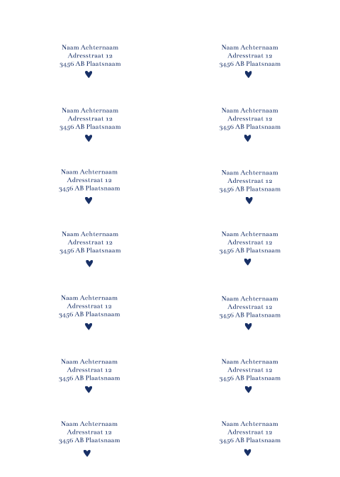 Adresstickers trouwkaart Classic Blue