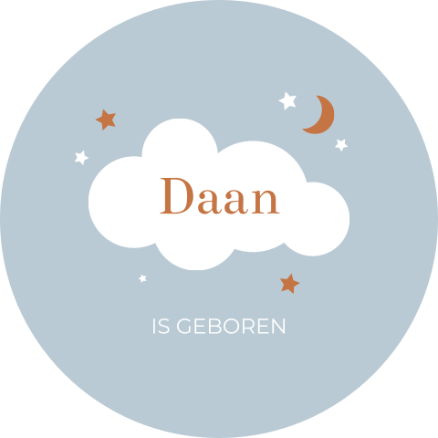 Raamsticker rond 60 cm Daan blauw wolk