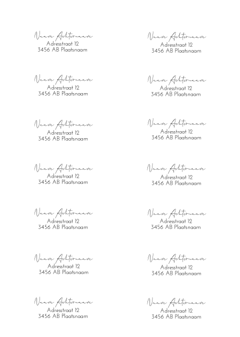 Adresstickers trouwkaart Classic White