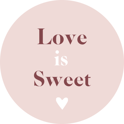 Sluitsticker bedankje Love is sweet roze