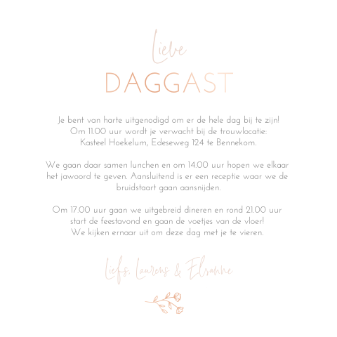Pocketfold inlegkaartje lichtroze daggast rosefolie