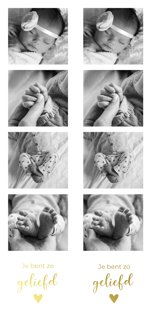 DIY fotostrip 4 foto's met goudfolie