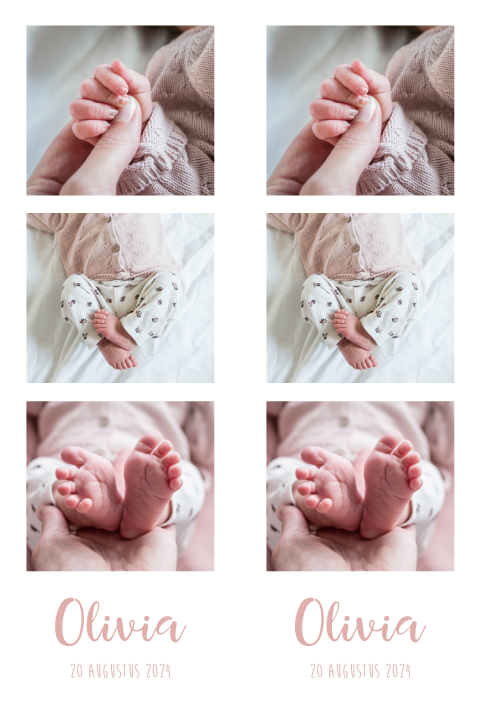 DIY fotostrip 2 stuks voor aan een geboortekaartje meisje